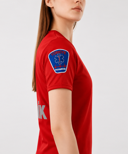 İ-SPORTİVE V Yaka Kısa Kol Paramedik Spor Yazlık T-Shirt