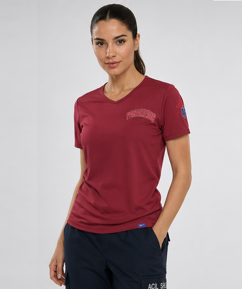 İ-SPORTİVE V Yaka Kısa Kol Paramedic Spor T-Shirt