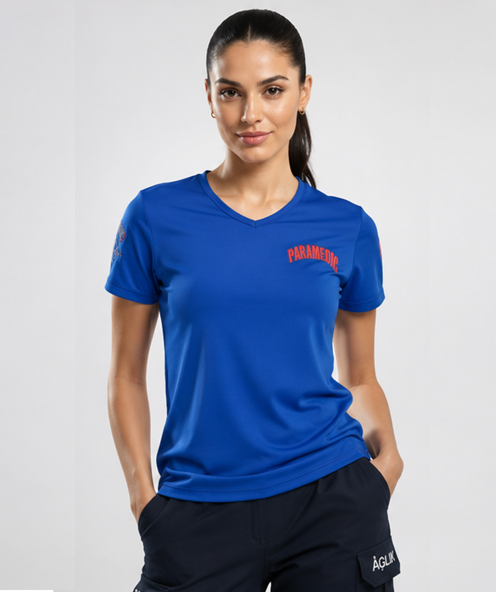 İ-SPORTİVE V Yaka Kısa Kol Paramedic Spor T-Shirt
