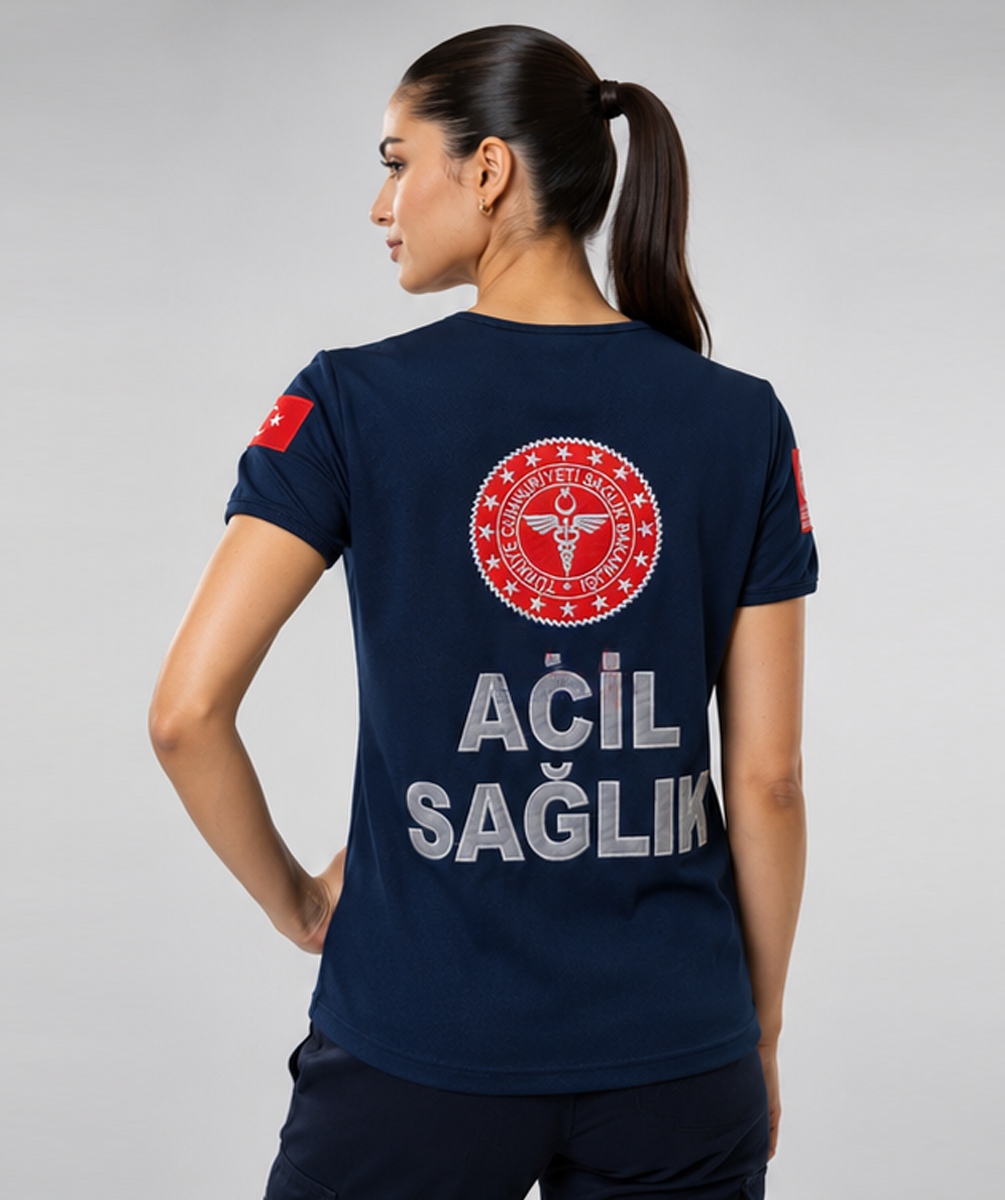 İ-SPORTİVE V Yaka Kısa Kol Acil Sağlık Spor Yazlık T-Shirt
