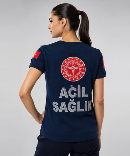 İ-SPORTİVE V Yaka Kısa Kol Acil Sağlık Spor Yazlık T-Shirt