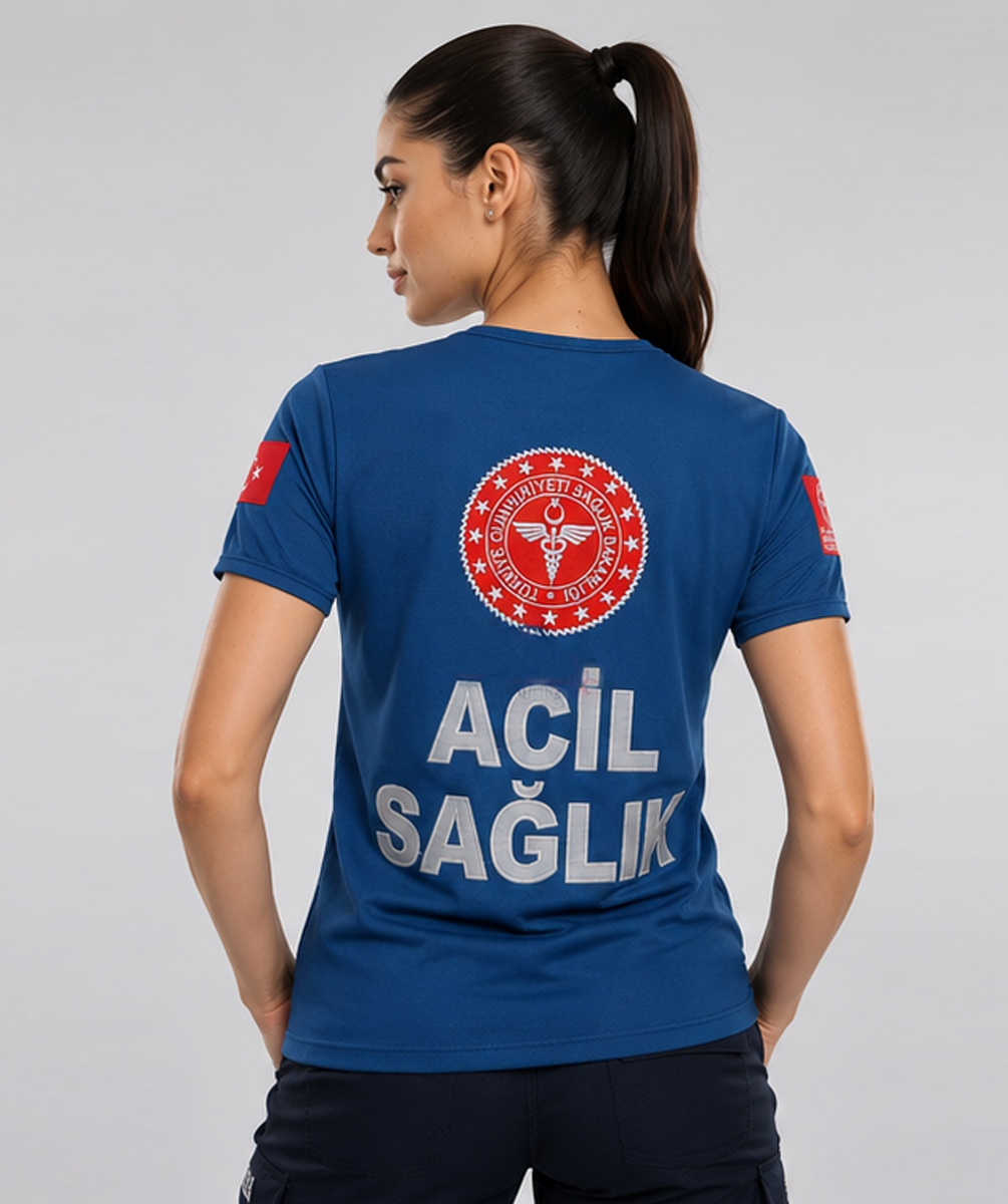 İ-SPORTİVE V Yaka Kısa Kol Acil Sağlık Spor Yazlık T-Shirt