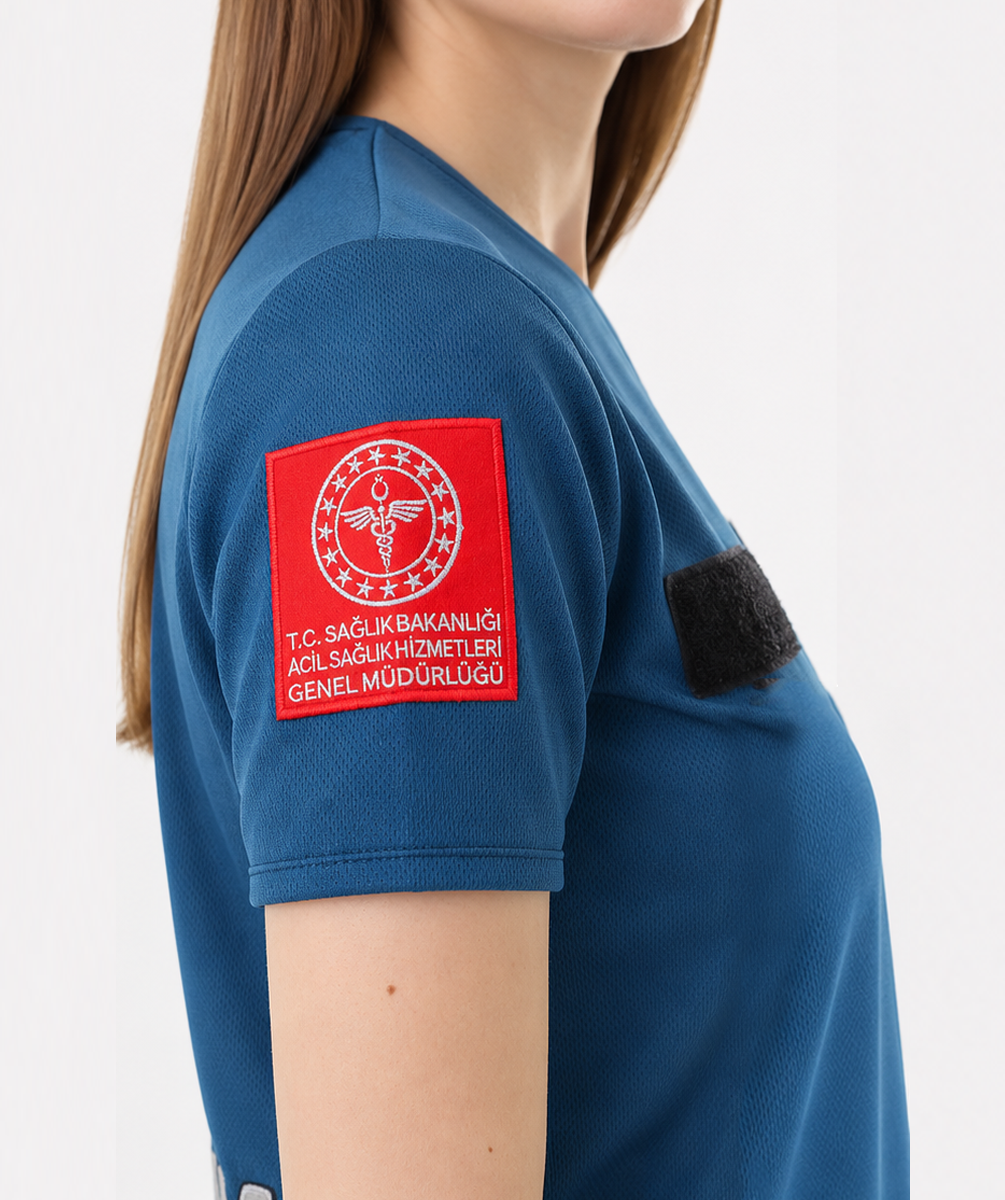 İ-SPORTİVE V Yaka Kısa Kol Acil Sağlık Spor Yazlık T-Shirt
