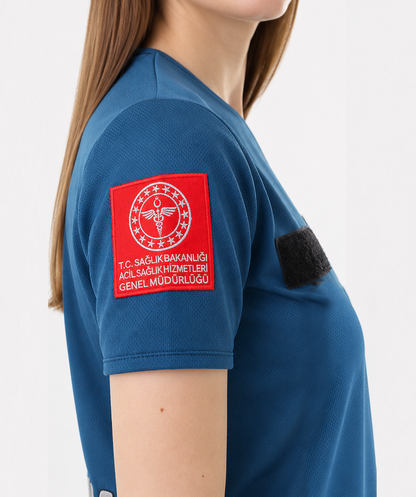 İ-SPORTİVE V Yaka Kısa Kol Acil Sağlık Spor Yazlık T-Shirt