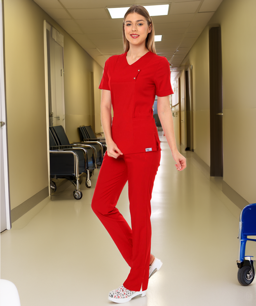 I-modern Çıtçıtlı Likralı Takım (ribanalı) Doktor/hemşire Forması Nöbet Takımı