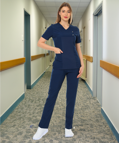 I-modern Çıtçıtlı Likralı Takım (ribanalı) Doktor/Hemşire Forması