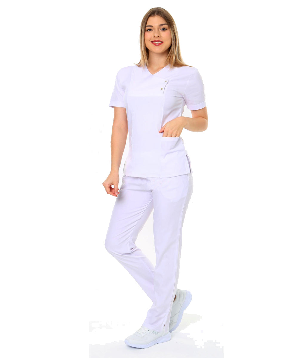 I-modern Çıtçıtlı Likralı Takım (ribanalı) Doktor/Hemşire Forması