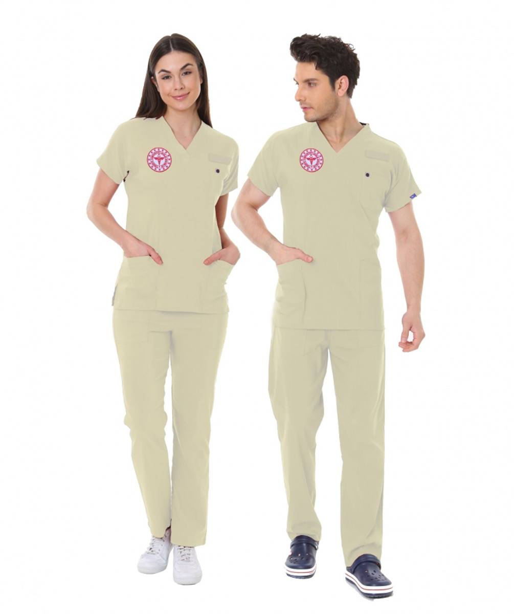 BEJ SAĞLIK TEKNİSYEN/TEKNİKER VE TIBBİ SEKRETER FORMASI LİKRALI SCRUBS TAKIM (MOTH)