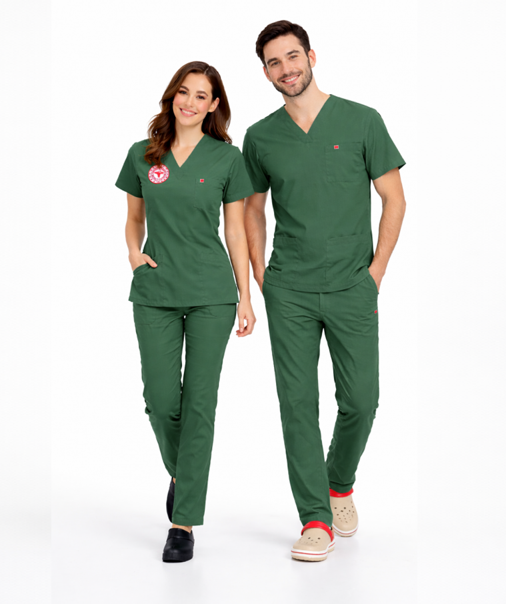 AMELİYATHANE YEŞİL PERSONEL FORMASI LİKRALI SCRUBS TAKIM (FROSTY SPRUCE)