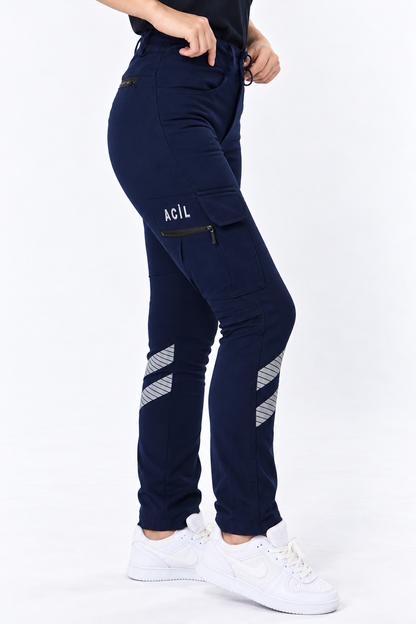 Lacivert Acil Sağlık Outdoor Çok Cepli Likralı Tactical Pantolon (SLIM FIT)