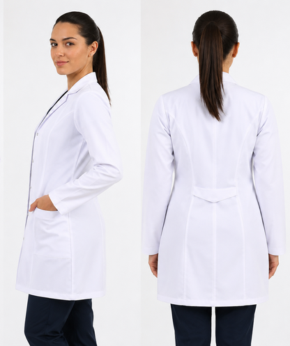 Bayan Klasik Yaka Beyaz Doktor Hemşire Eczacı Vizit Önlük (Uzun Boy)