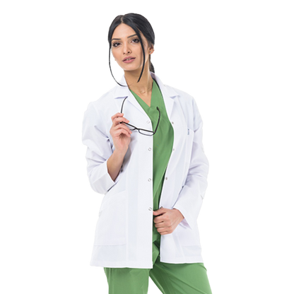 Kadın Klasik Yaka Beyaz Doktor Hemşire Eczacı Laboratuvar Önlüğü