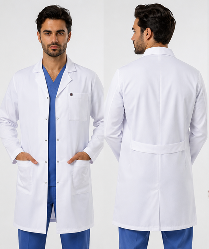 Erkek Klasik Yaka Beyaz Doktor Öğretmen Vizit Önlük (Uzun Boy)