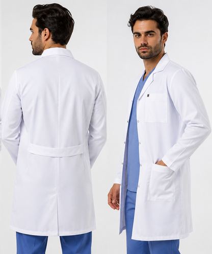 Erkek Klasik Yaka Beyaz Doktor Öğretmen Vizit Önlük (Uzun Boy)
