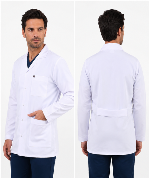 Erkek Klasik Yaka Beyaz Doktor Eczacı Laboratuvar Önlük (Ceket Boy)