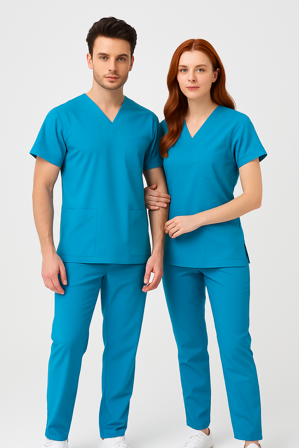 Unisex V Yaka Likralı Forma Takımı – Doktor Hemşire Scrubs Üst Alt