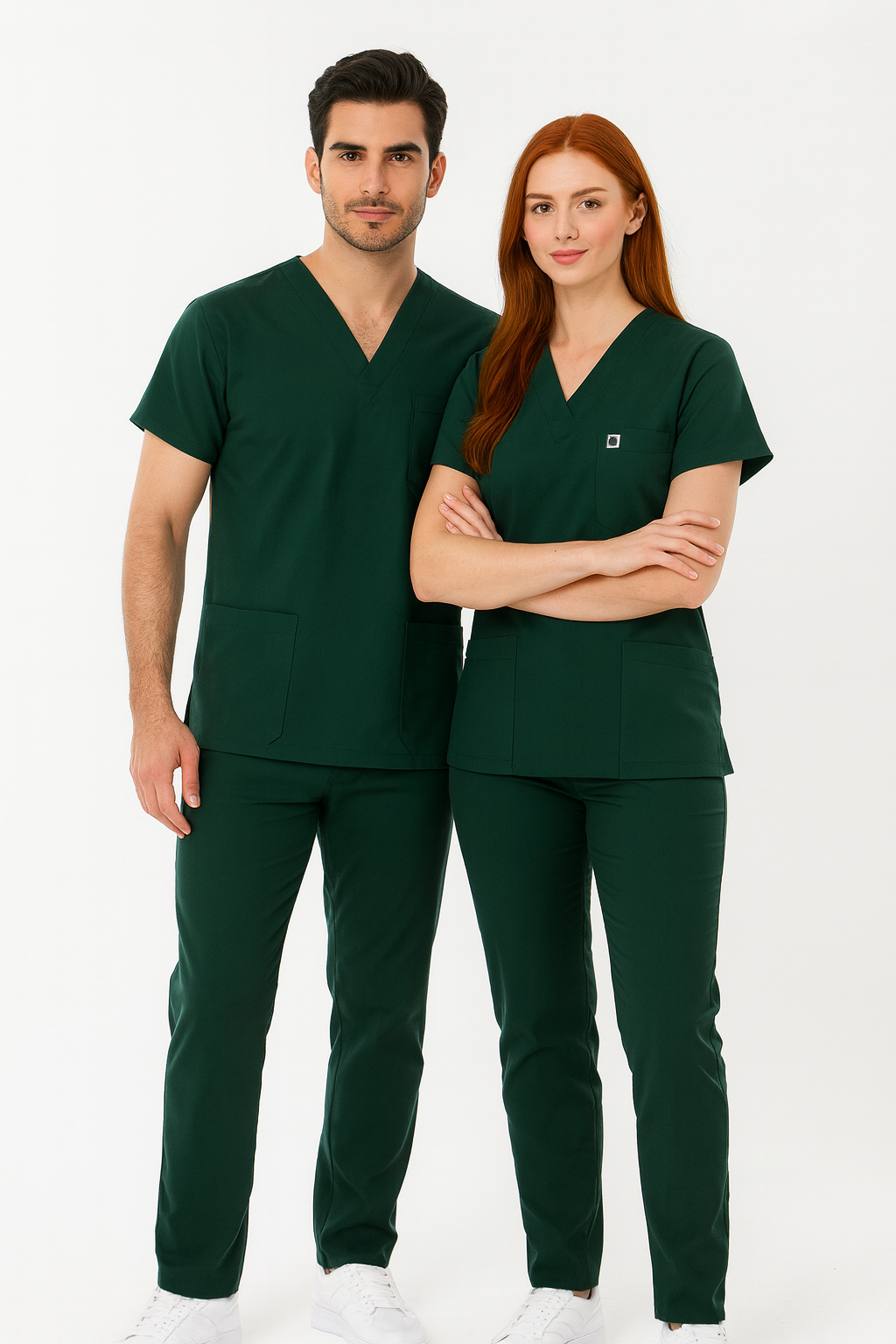 Unisex V Yaka Likralı Forma Takımı – Doktor Hemşire Scrubs Üst Alt