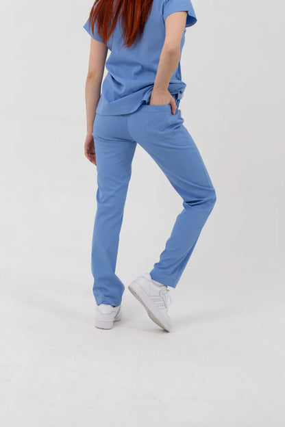 Unisex V Yaka Likralı Doktor Hemşire Scrubs
