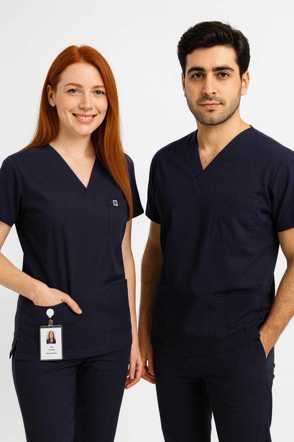 Unisex V Yaka Likralı Forma Takımı – Doktor Hemşire Scrubs Üst Alt