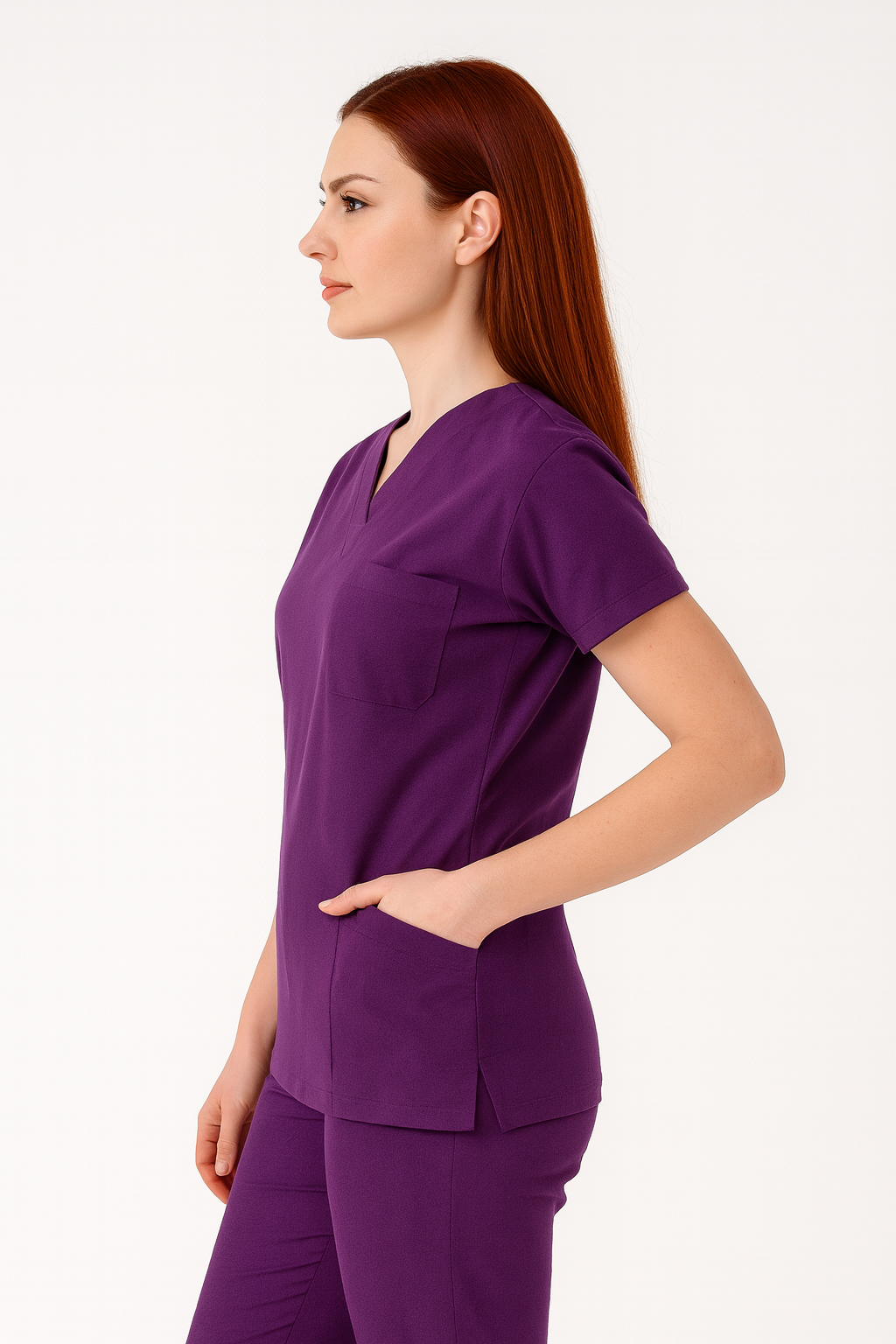 Unisex V Yaka Likralı Forma Takımı – Doktor Hemşire Scrubs Üst Alt