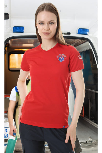 İ-SPORTİVE V Yaka Kısa Kol Paramedik Spor T-Shirt