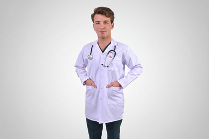 Erkek Klasik Yaka Beyaz Doktor Öğretmen Vizit Önlük