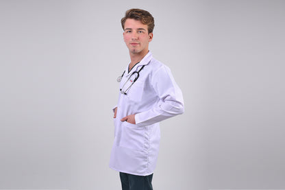 Erkek Klasik Yaka Beyaz Doktor Öğretmen Vizit Önlük