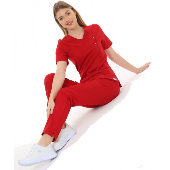 Modern Çıtçıtlı Likralı Takım (Ribanalı) Kırmızı Modern Çıtçıtlı Likralı Takım (Ribanalı) Kırmızı